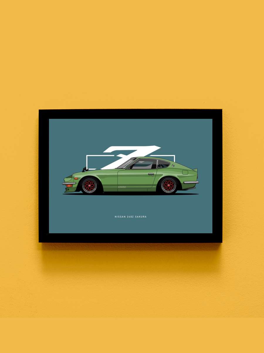 240Z Sakura Sideview Anime Tablo Siyah Çerçeveli Yüksek Kalite Anime Duvar Poster Tablo - En İyi Fiyatlarla