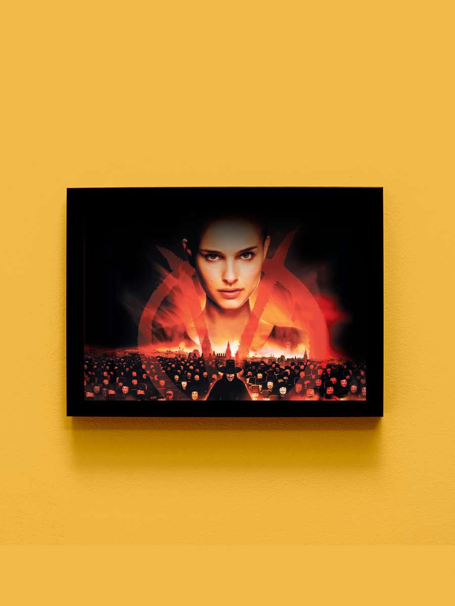 V - V for Vendetta - V for Vendetta Film Tablo Siyah Çerçeveli Film Poster Afiş Tablo - En İyi Fiyatlarla