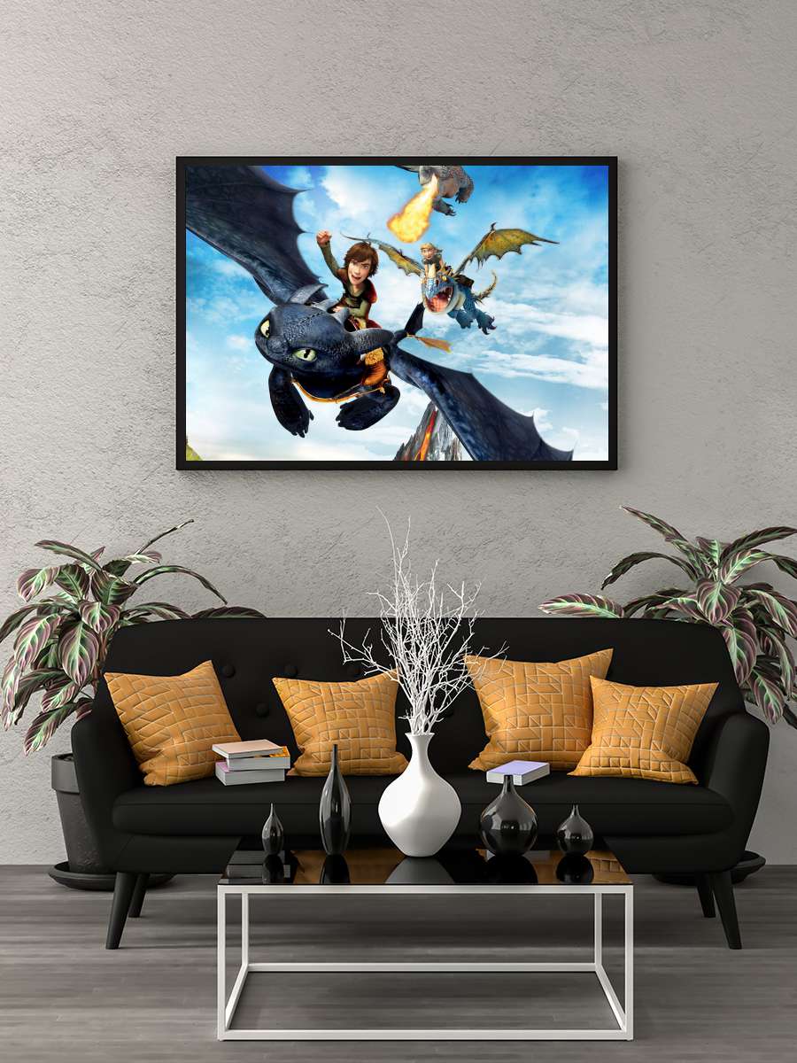 Ejderhanı Nasıl Eğitirsin - How to Train Your Dragon Film Tablo Siyah Çerçeveli Film Poster Afiş Tablo