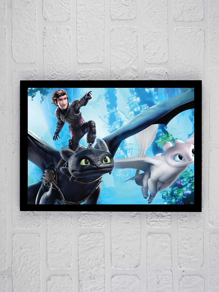 Ejderhanı Nasıl Eğitirsin 3: Gizli Dünya - How to Train Your Dragon: The Hidden World Film Tablo Siyah Çerçeveli Film Poster Afiş Tablo