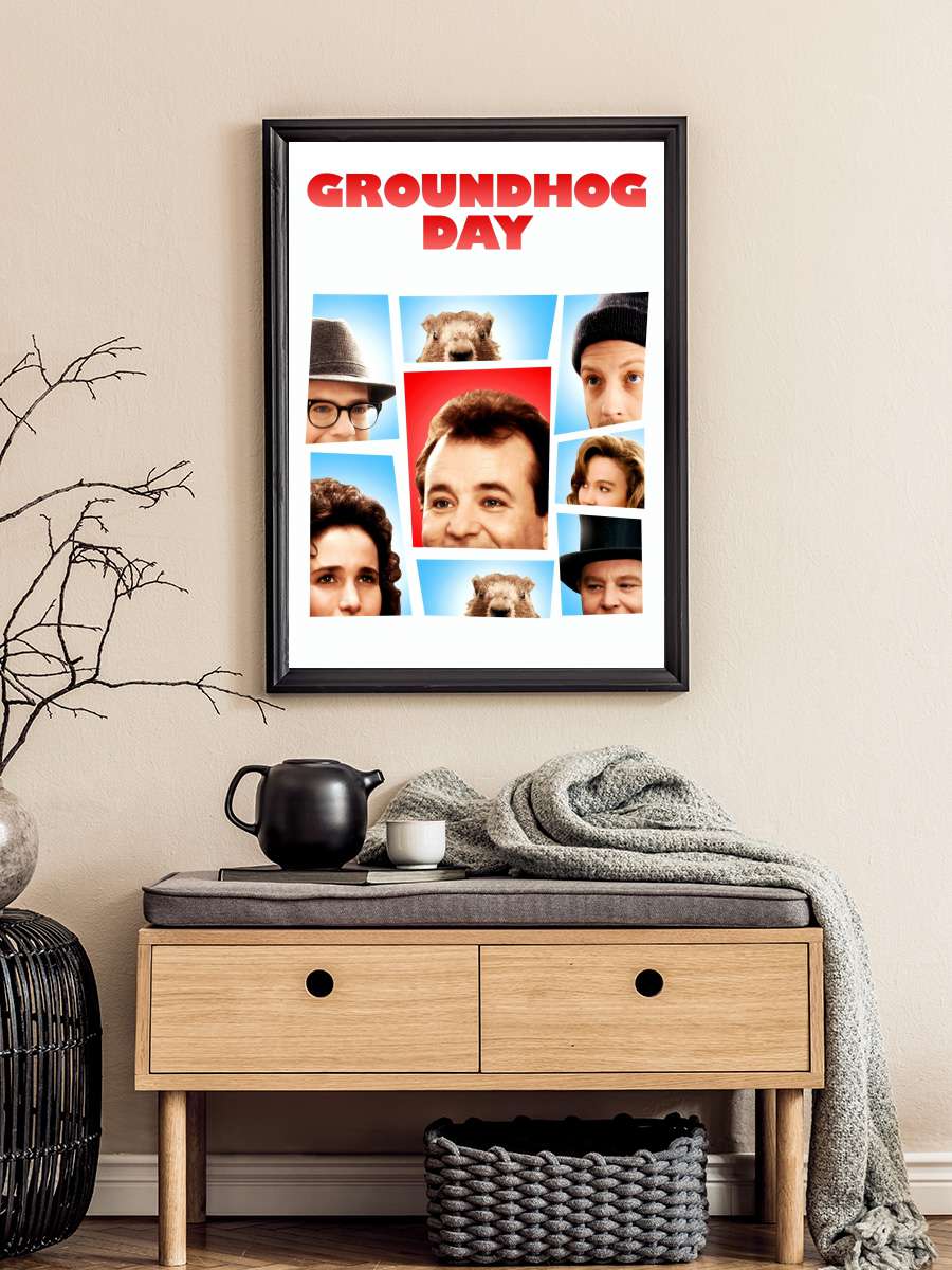 Bugün Aslında Dündü - Groundhog Day Film Tablo Siyah Çerçeveli Film Poster Afiş Tablo