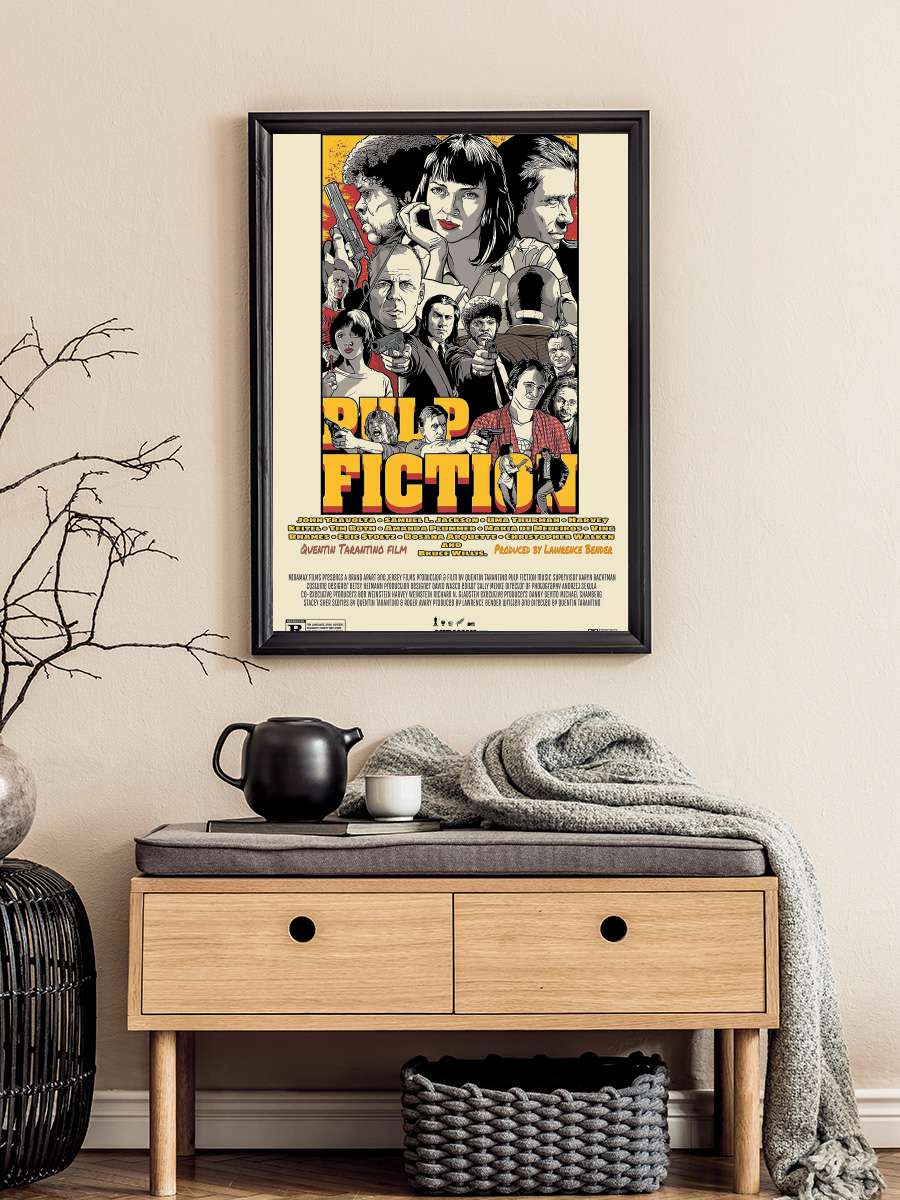 Ucuz Roman - Pulp Fiction Film Tablo Siyah Çerçeveli Film Poster Afiş Tablo