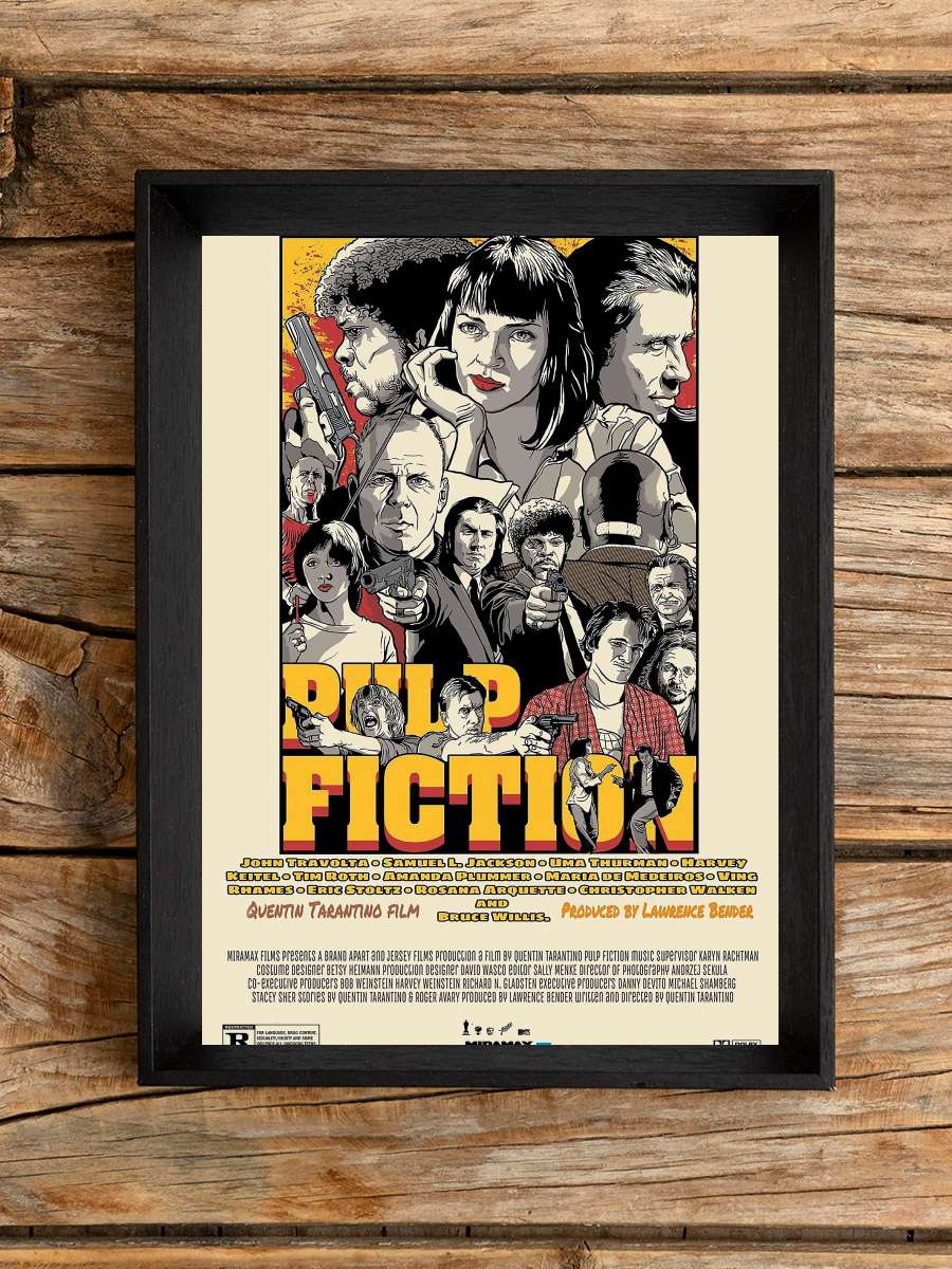 Ucuz Roman - Pulp Fiction Film Tablo Siyah Çerçeveli Film Poster Afiş Tablo