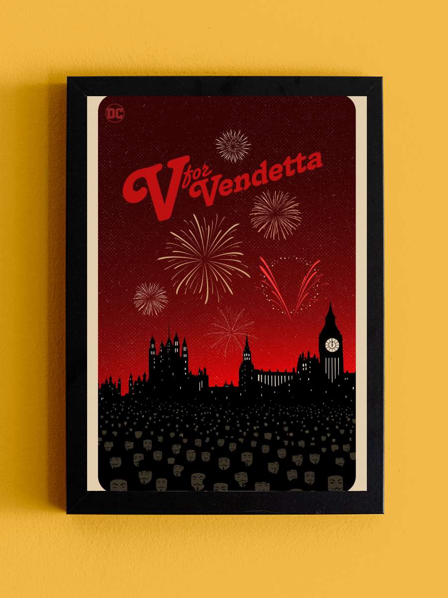 V - V for Vendetta - V for Vendetta Film Tablo Siyah Çerçeveli Film Poster Afiş Tablo