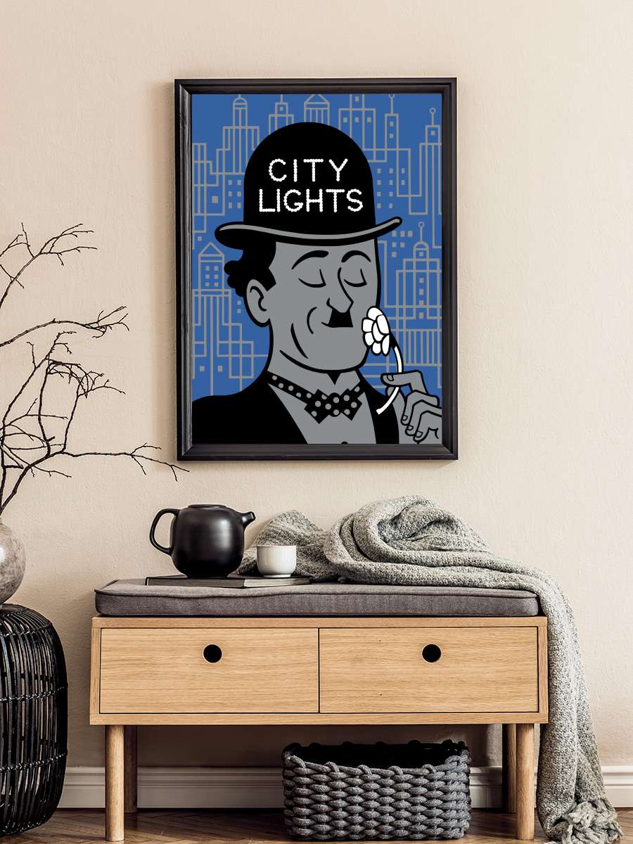 Şehir Işıkları - City Lights Film Tablo Siyah Çerçeveli Film Poster Afiş Tablo