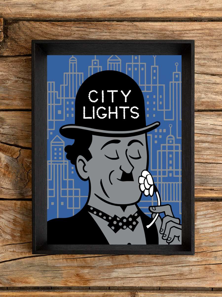 Şehir Işıkları - City Lights Film Tablo Siyah Çerçeveli Film Poster Afiş Tablo