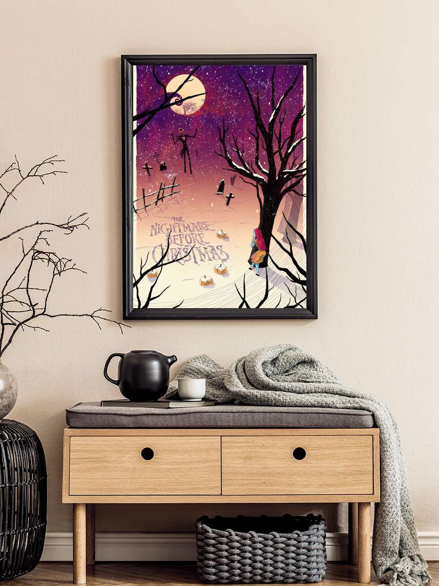 Noel Gecesi Kabusu - The Nightmare Before Christmas Film Tablo Siyah Çerçeveli Film Poster Afiş Tablo