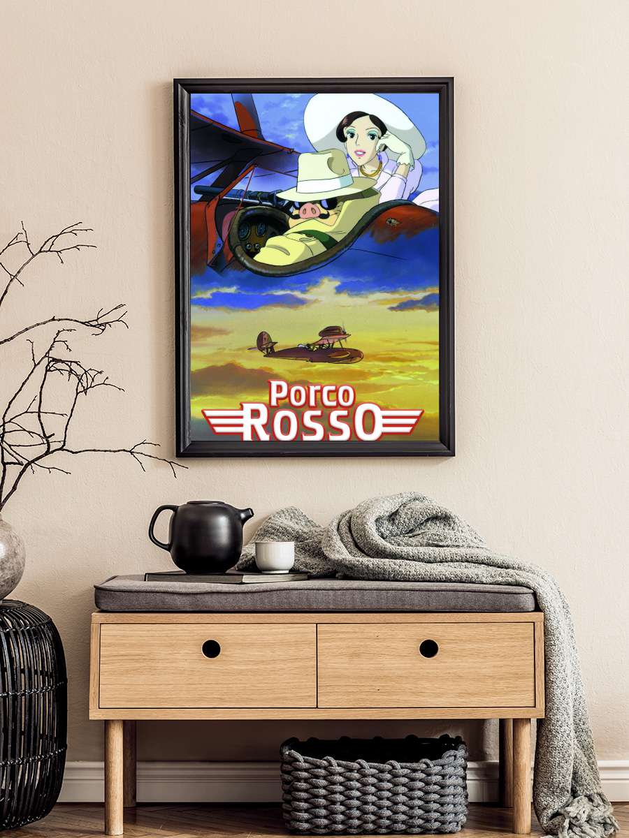 Kırmızı Kanatlar - 紅の豚 Film Tablo Siyah Çerçeveli Film Poster Afiş Tablo