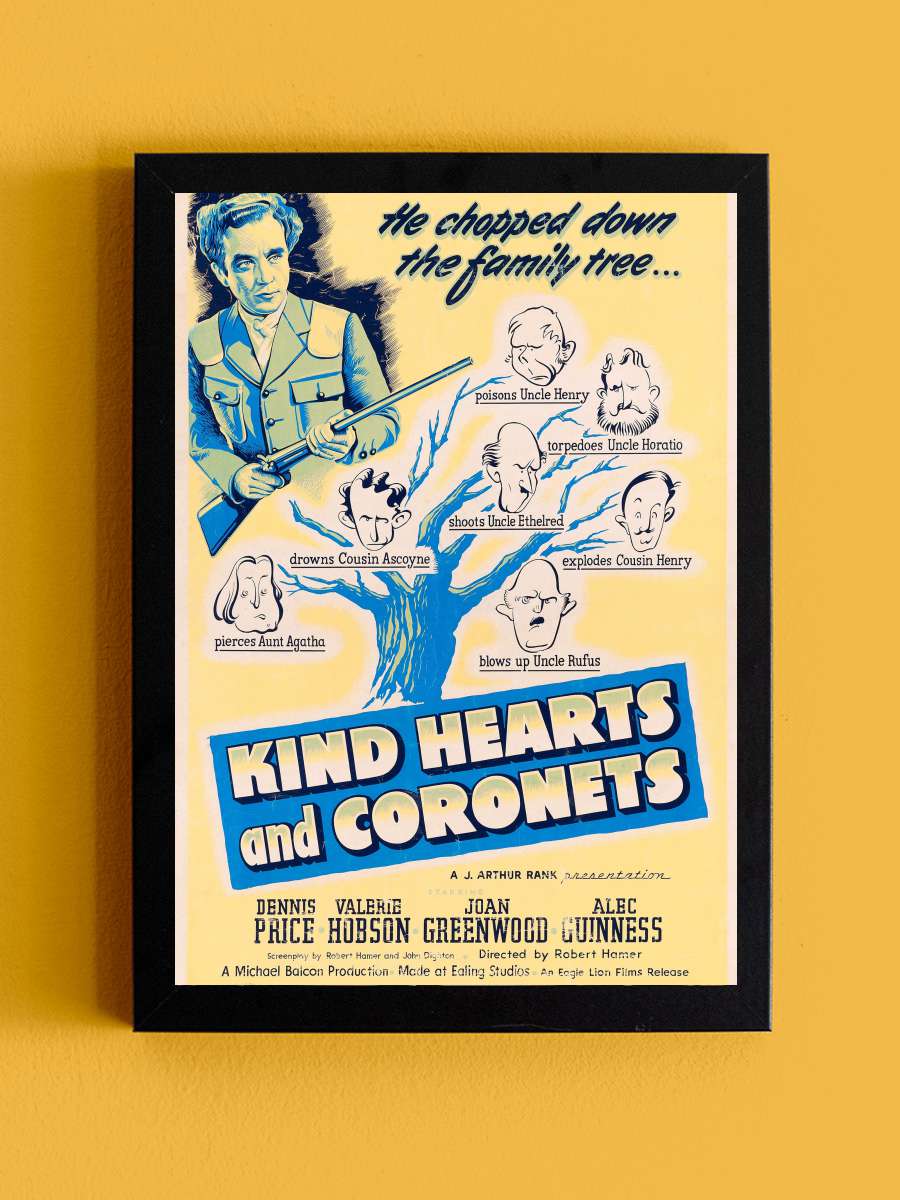 Yumuşak Kalpler - Kind Hearts and Coronets Film Tablo Siyah Çerçeveli Film Poster Afiş Tablo - En İyi Fiyatlarla