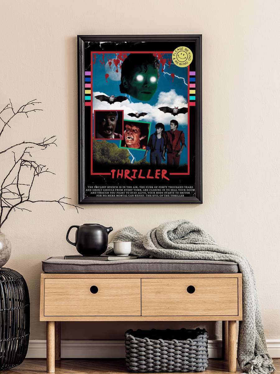 Michael Jackson's Thriller Film Tablo Siyah Çerçeveli Film Poster Afiş Tablo