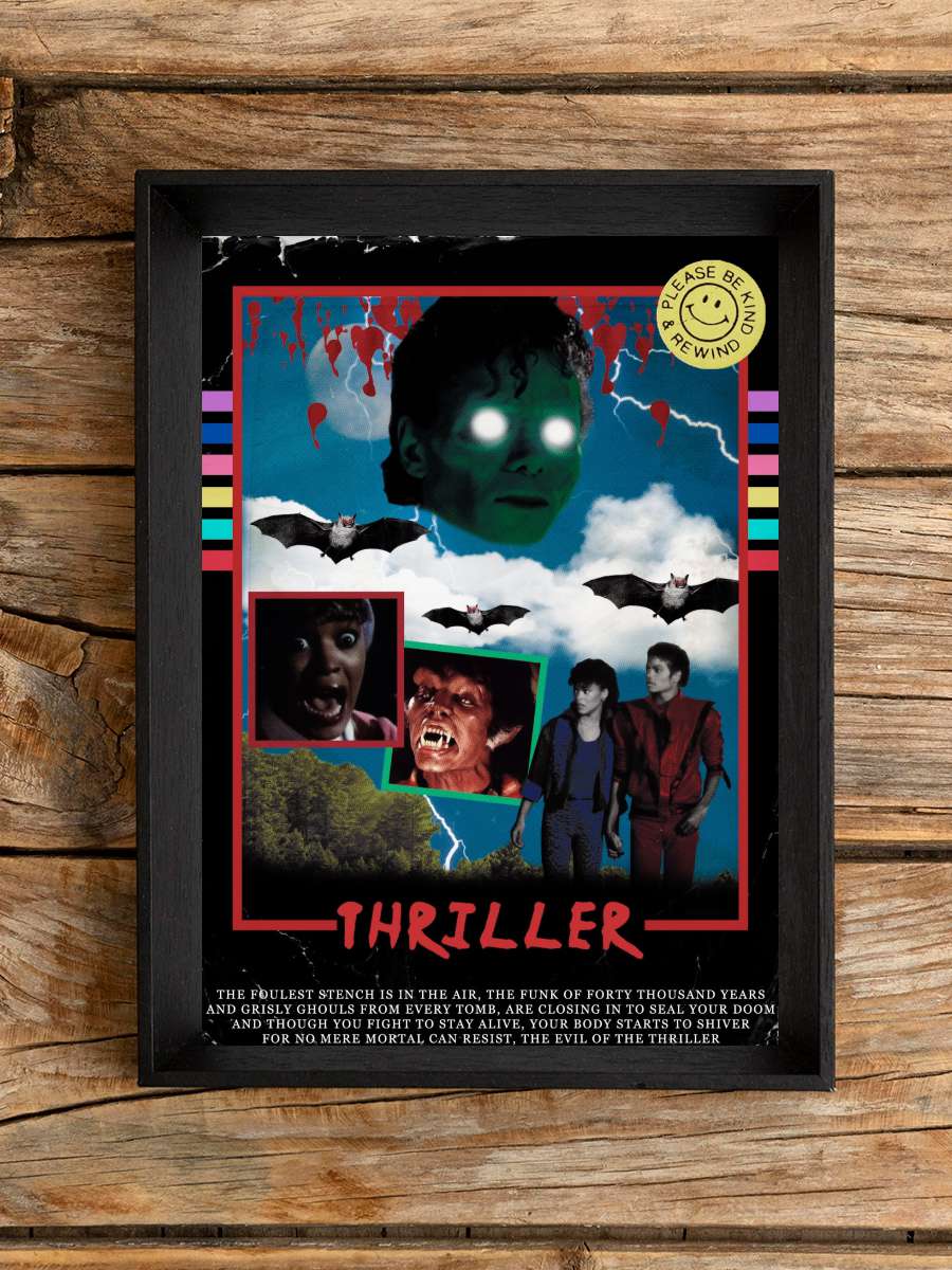 Michael Jackson's Thriller Film Tablo Siyah Çerçeveli Film Poster Afiş Tablo