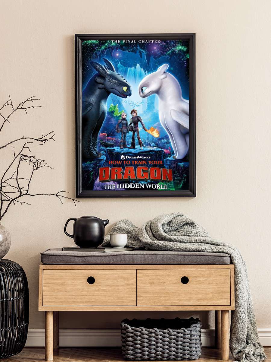 Ejderhanı Nasıl Eğitirsin 3: Gizli Dünya - How to Train Your Dragon: The Hidden World Film Tablo Siyah Çerçeveli Film Poster Afiş Tablo