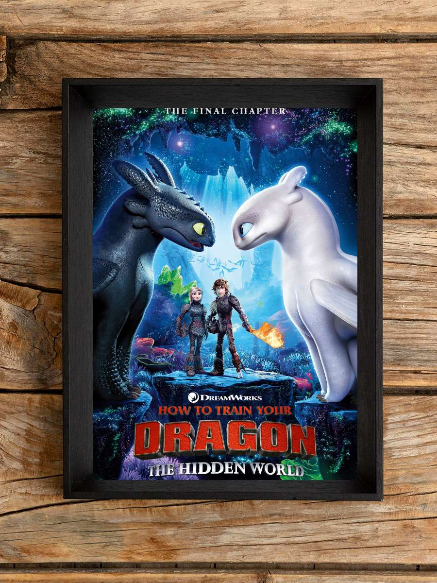 Ejderhanı Nasıl Eğitirsin 3: Gizli Dünya - How to Train Your Dragon: The Hidden World Film Tablo Siyah Çerçeveli Film Poster Afiş Tablo