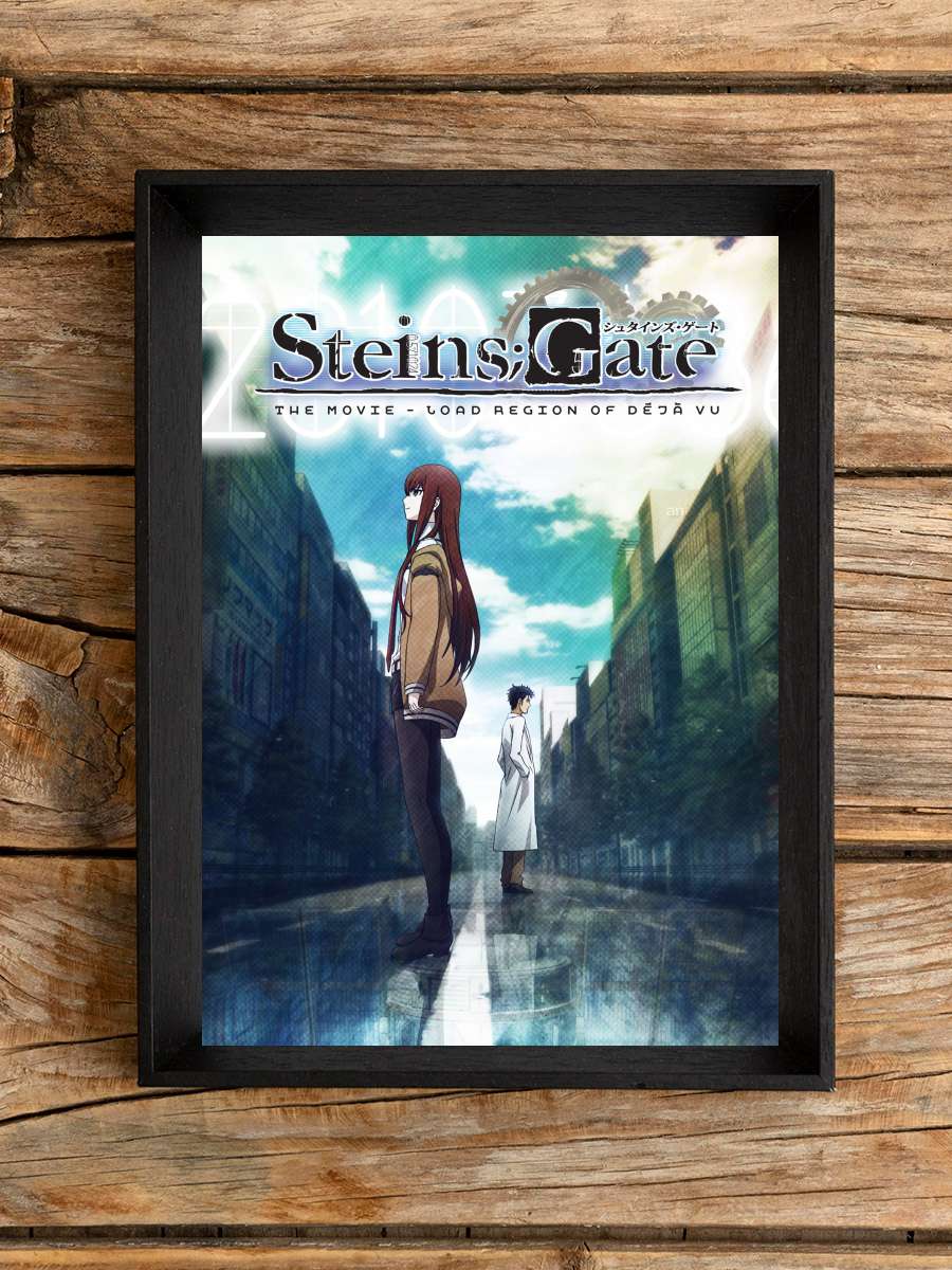 Steins;Gate Movie: Fuka Ryouiki no Déjà vu - 劇場版 STEINS;GATE 負荷領域のデジャヴ Film Tablo Siyah Çerçeveli Film Poster Afiş Tablo