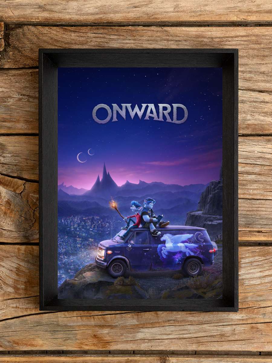 Hadi Gidelim - Onward Film Tablo Siyah Çerçeveli Film Poster Afiş Tablo