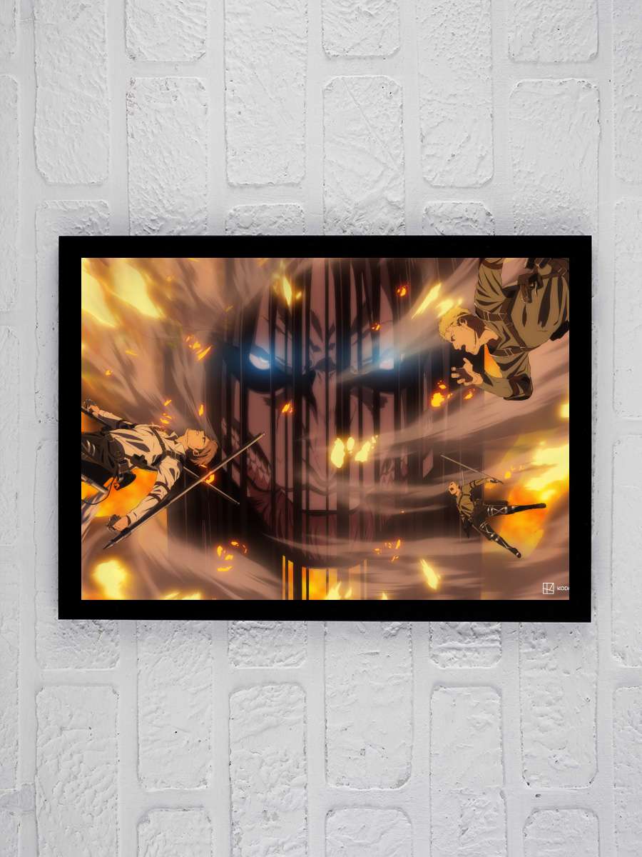 Attack on Titan - 進撃の巨人 Dizi Tablo Siyah Çerçeveli Dizi Poster Duvar Tablo