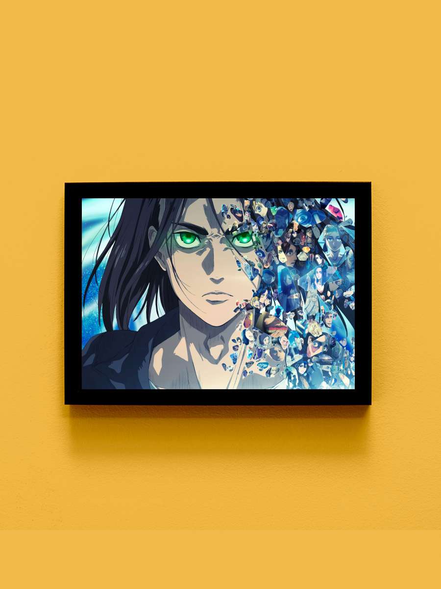 Attack on Titan - 進撃の巨人 Dizi Tablo Siyah Çerçeveli Dizi Poster Duvar Tablo - En İyi Fiyatlarla