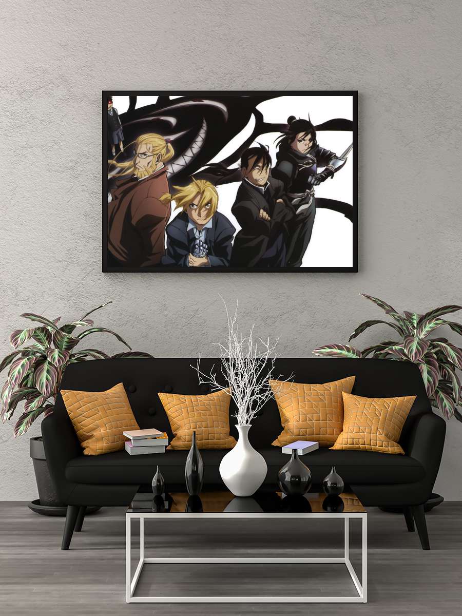 Fullmetal Alchemist: Brotherhood - 鋼の錬金術師 FULLMETAL ALCHEMIST Dizi Tablo Siyah Çerçeveli Dizi Poster Duvar Tablo