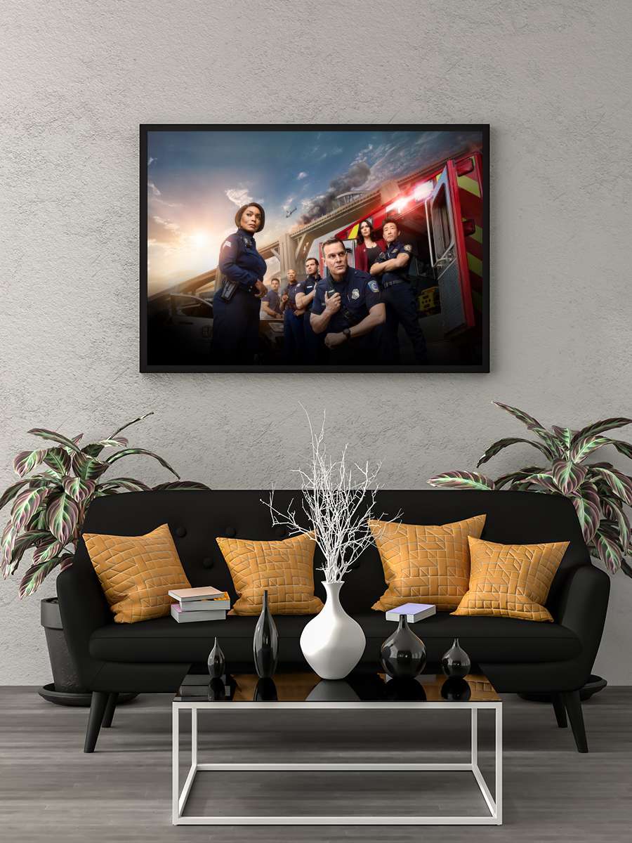 9-1-1 Dizi Tablo Siyah Çerçeveli Dizi Poster Duvar Tablo