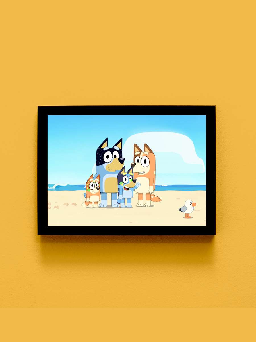 Bluey Dizi Tablo Siyah Çerçeveli Dizi Poster Duvar Tablo