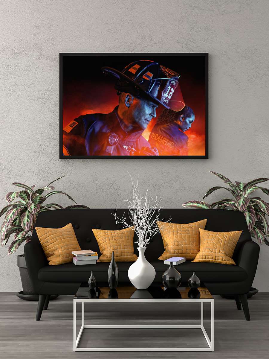 9-1-1: Lone Star Dizi Tablo Siyah Çerçeveli Dizi Poster Duvar Tablo