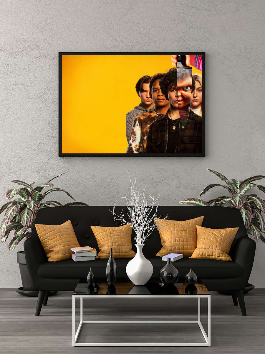 Chucky Dizi Tablo Siyah Çerçeveli Dizi Poster Duvar Tablo