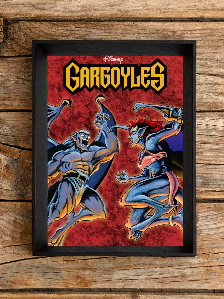 Gargoyles Dizi Tablo Siyah Çerçeveli Dizi Poster Duvar Tablo