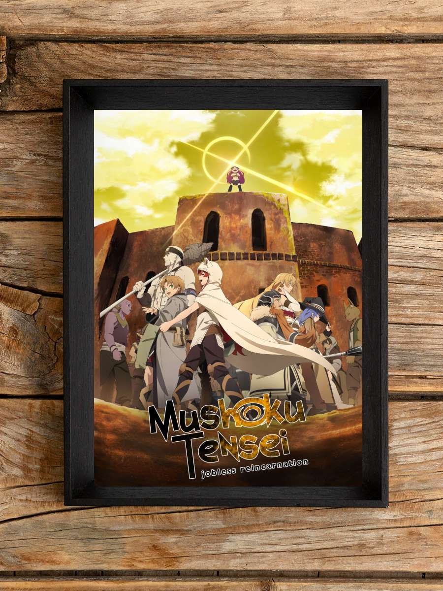 Mushoku Tensei: Isekai Ittara Honki Dasu - 無職転生 ～異世界行ったら本気だす～ Dizi Tablo Siyah Çerçeveli Dizi Poster Duvar Tablo