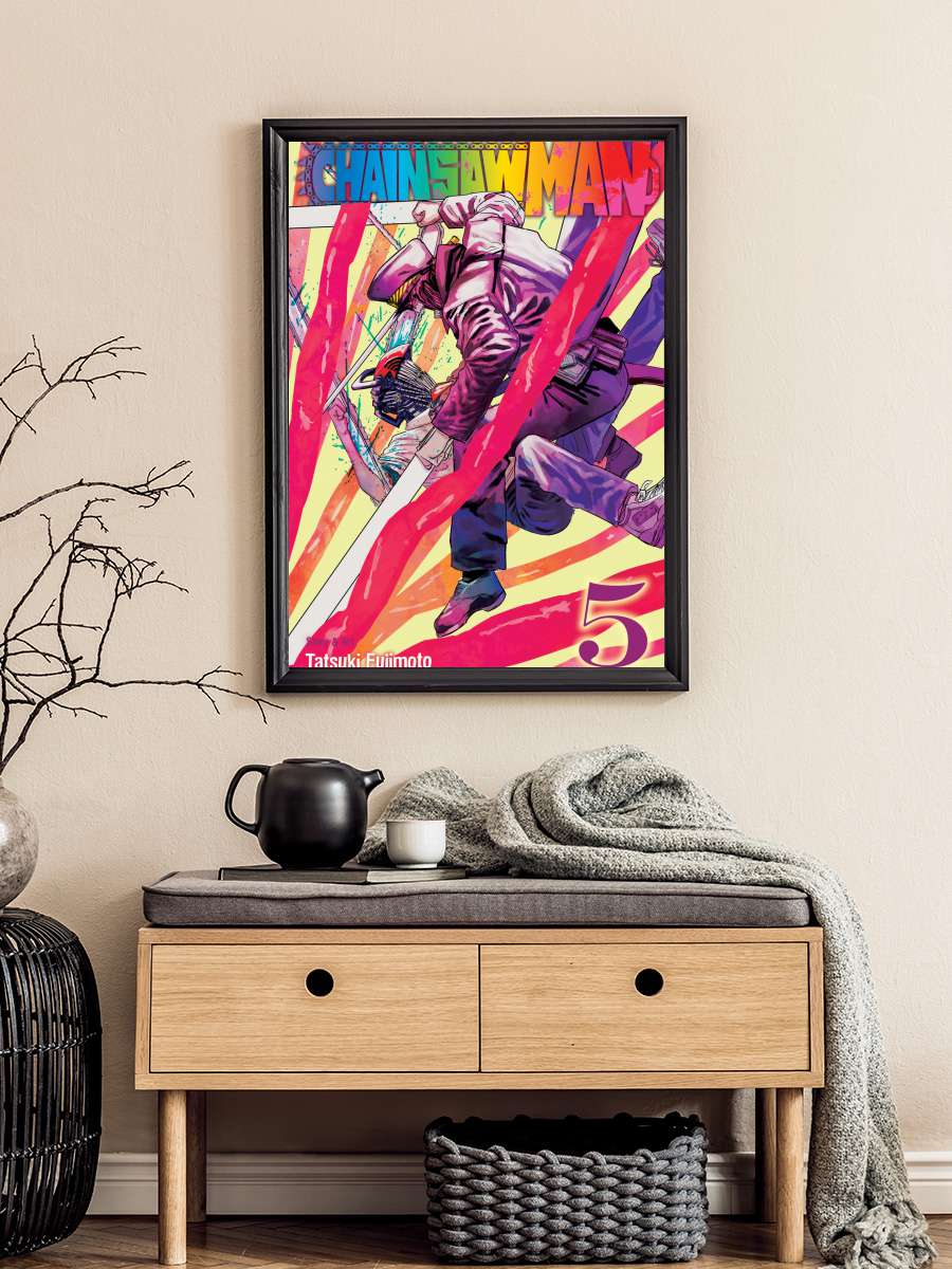 Chainsaw Man - チェンソーマン Dizi Tablo Siyah Çerçeveli Dizi Poster Duvar Tablo