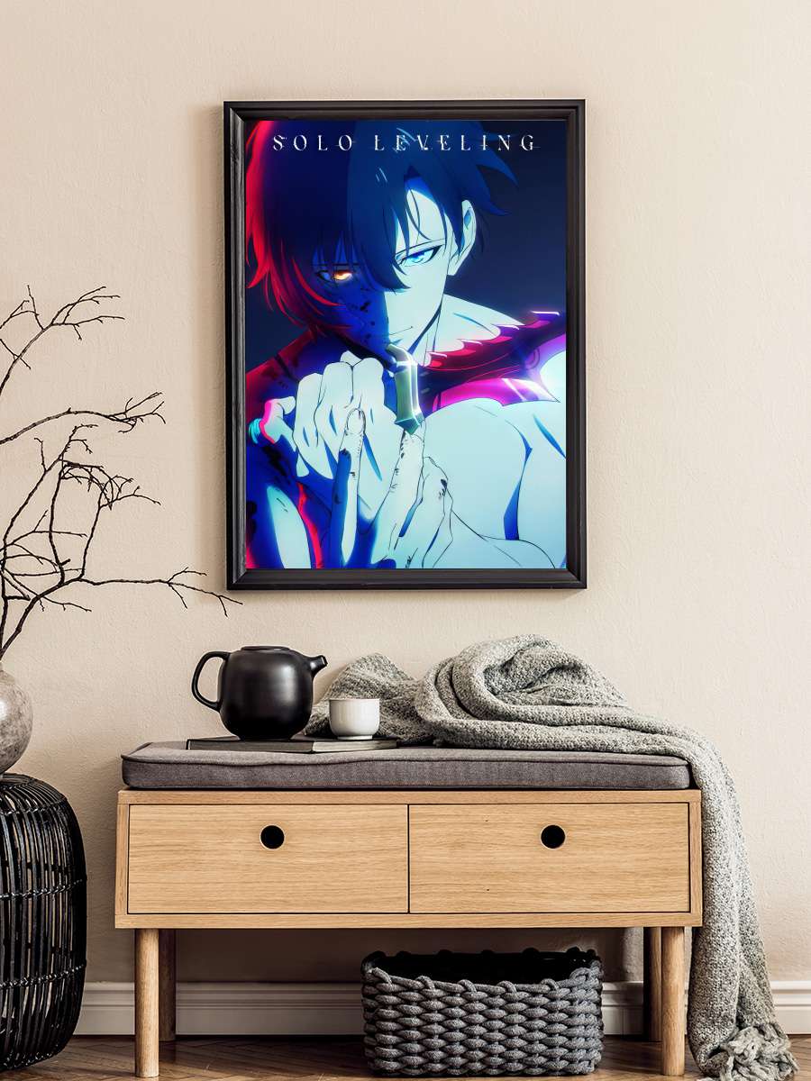Solo Leveling - 俺だけレベルアップな件 Dizi Tablo Siyah Çerçeveli Dizi Poster Duvar Tablo