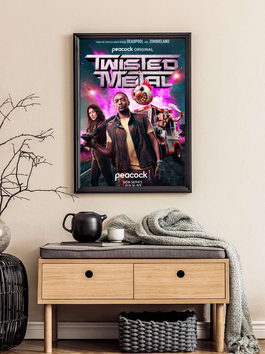 Twisted Metal Dizi Tablo Siyah Çerçeveli Dizi Poster Duvar Tablo