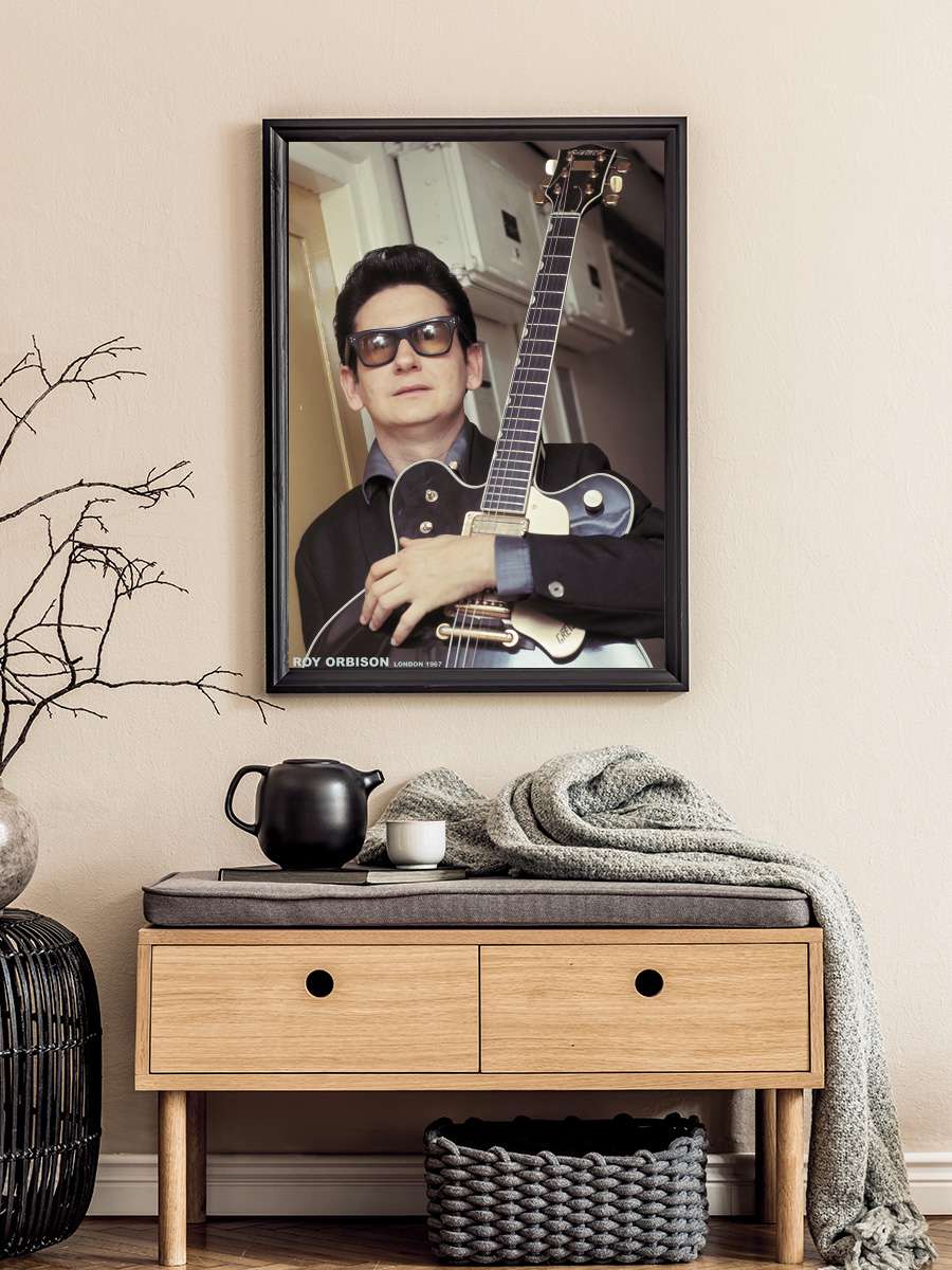 Roy Orbison - Colour with Gretsch London 1967 Müzik Poster Tablo Siyah Çerçeveli Yüksek Kalite Müzik Duvar Tablo