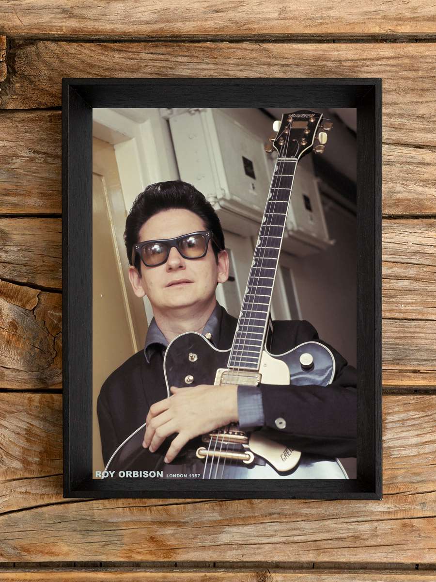Roy Orbison - Colour with Gretsch London 1967 Müzik Poster Tablo Siyah Çerçeveli Yüksek Kalite Müzik Duvar Tablo