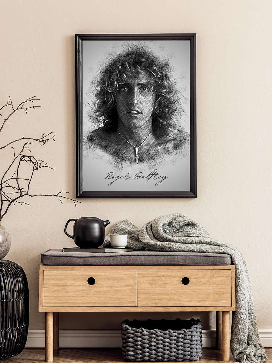 R. Daltrey Sketch Müzik Poster Tablo Siyah Çerçeveli Yüksek Kalite Müzik Duvar Tablo