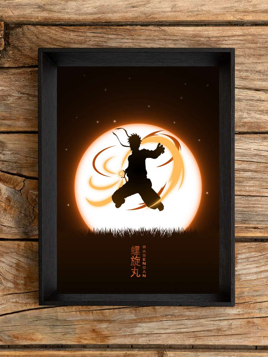 Naruto Rasengan Anime Poster Tablo Siyah Çerçeveli Yüksek Kalite Anime Duvar Tablo