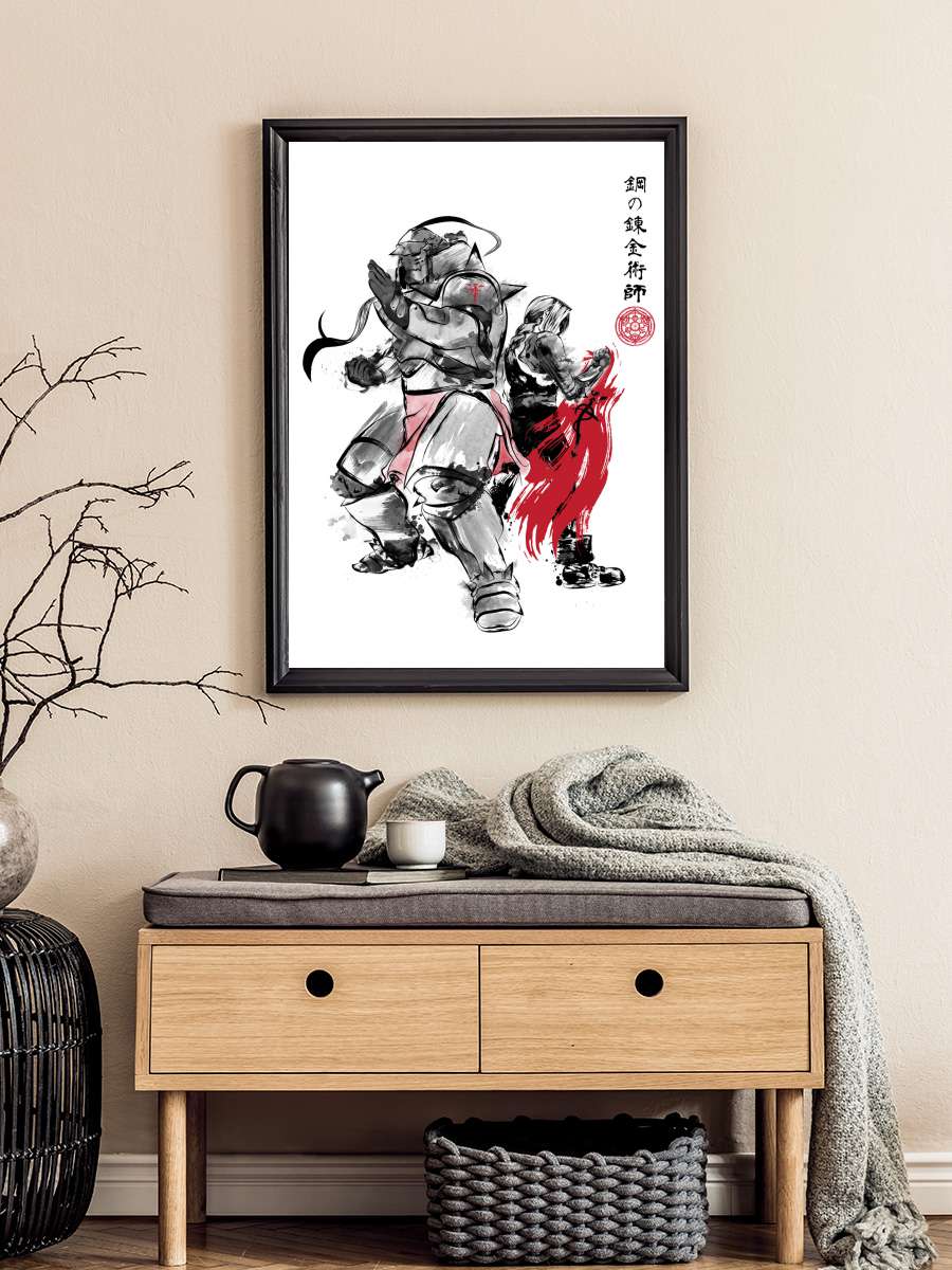 Brotherhood sumi e Anime Poster Tablo Siyah Çerçeveli Yüksek Kalite Anime Duvar Tablo