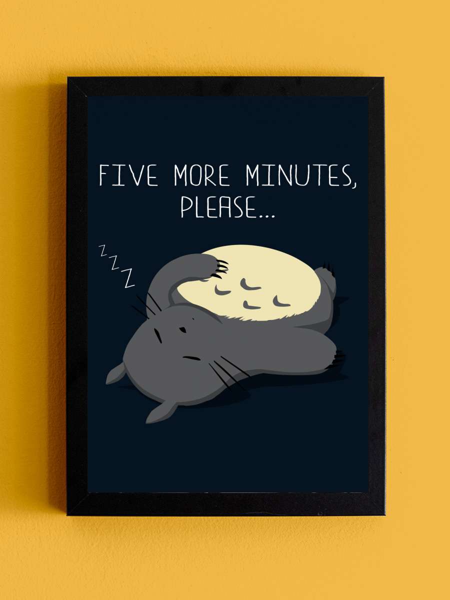 Sleeping Totoro Anime Poster Tablo Siyah Çerçeveli Yüksek Kalite Anime Duvar Tablo