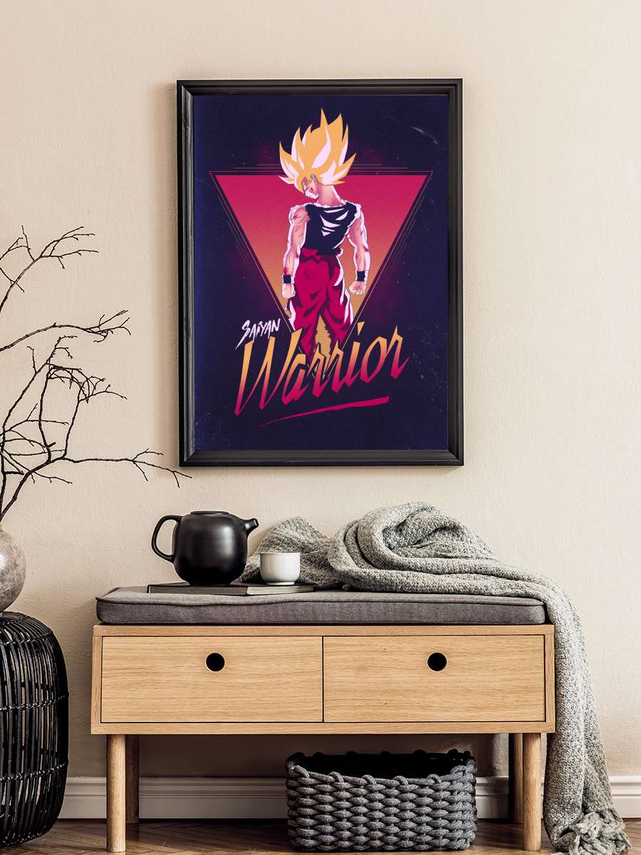 Retro Warrior Anime Poster Tablo Siyah Çerçeveli Yüksek Kalite Anime Duvar Tablo