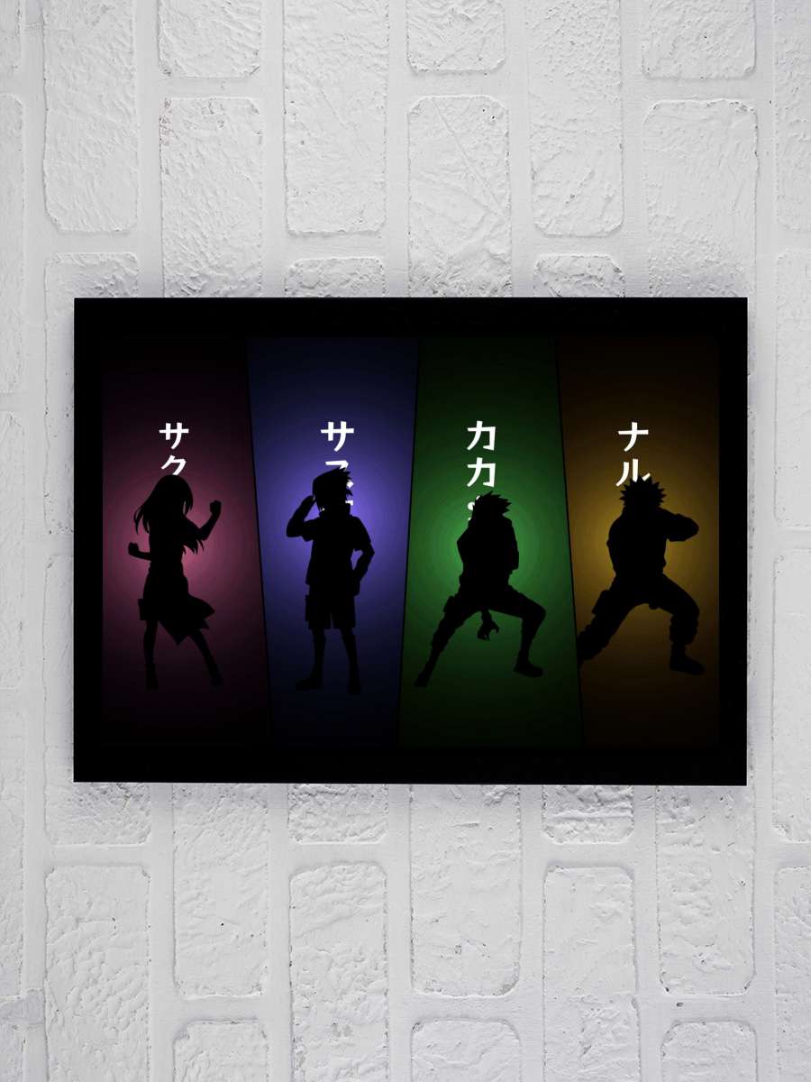 Team Seven Anime Poster Tablo Siyah Çerçeveli Yüksek Kalite Anime Duvar Tablo