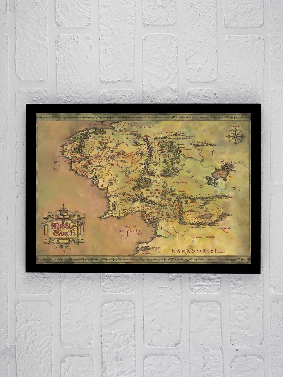 The Lord of the Rings - Middle… Middle Earth Film Poster Tablo Siyah Çerçeveli Yüksek Kalite Film Duvar Tablo