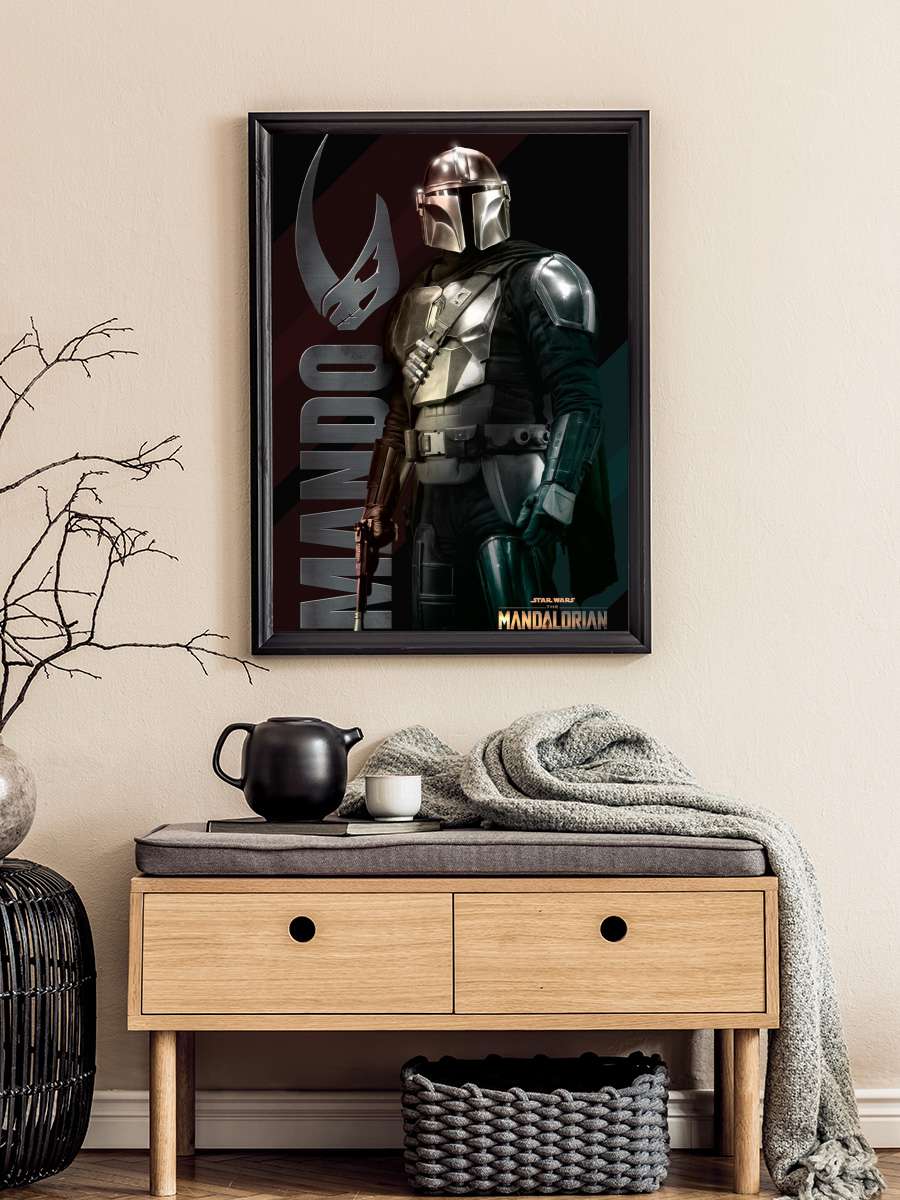 Star Wars: The Mandalorian - Mando Film Poster Tablo Siyah Çerçeveli Yüksek Kalite Film Duvar Tablo