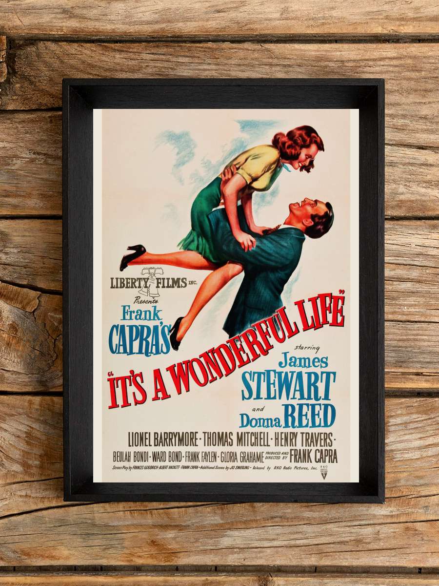 It's a Wonderful Life (Vintage… (Vintage Cinema / Retro Movie… Film Poster Tablo Siyah Çerçeveli Yüksek Kalite Film Duvar Tablo
