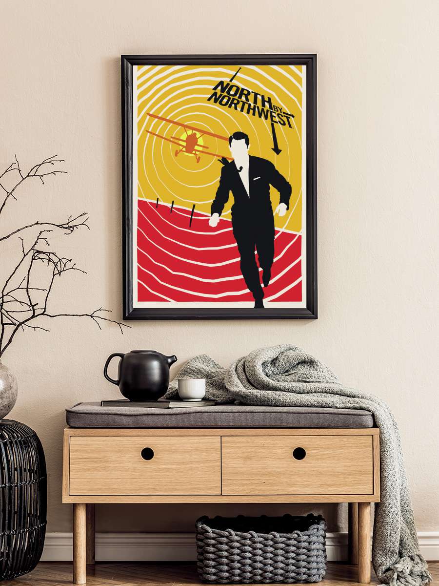 North by Northwest - Alfred… Alfred Hitchcock Film Poster Tablo Siyah Çerçeveli Yüksek Kalite Film Duvar Tablo