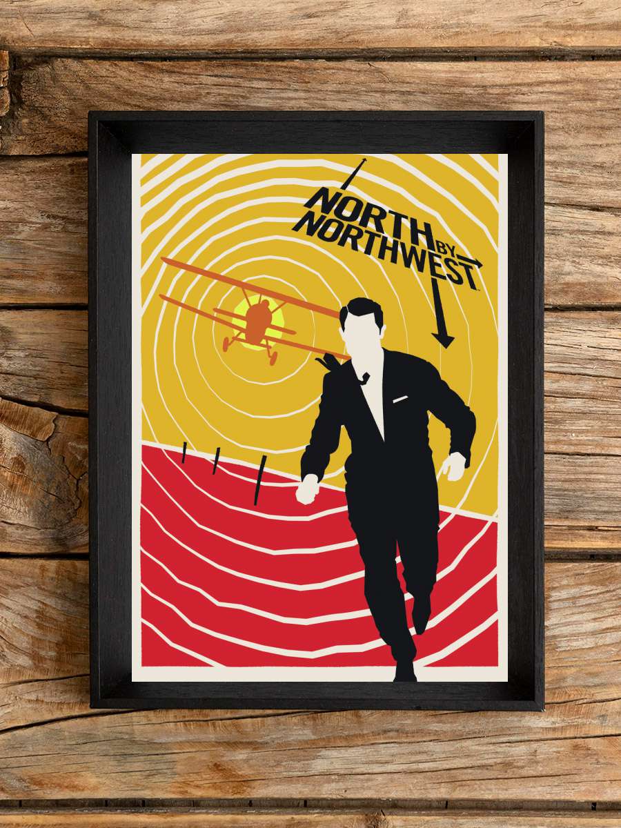North by Northwest - Alfred… Alfred Hitchcock Film Poster Tablo Siyah Çerçeveli Yüksek Kalite Film Duvar Tablo