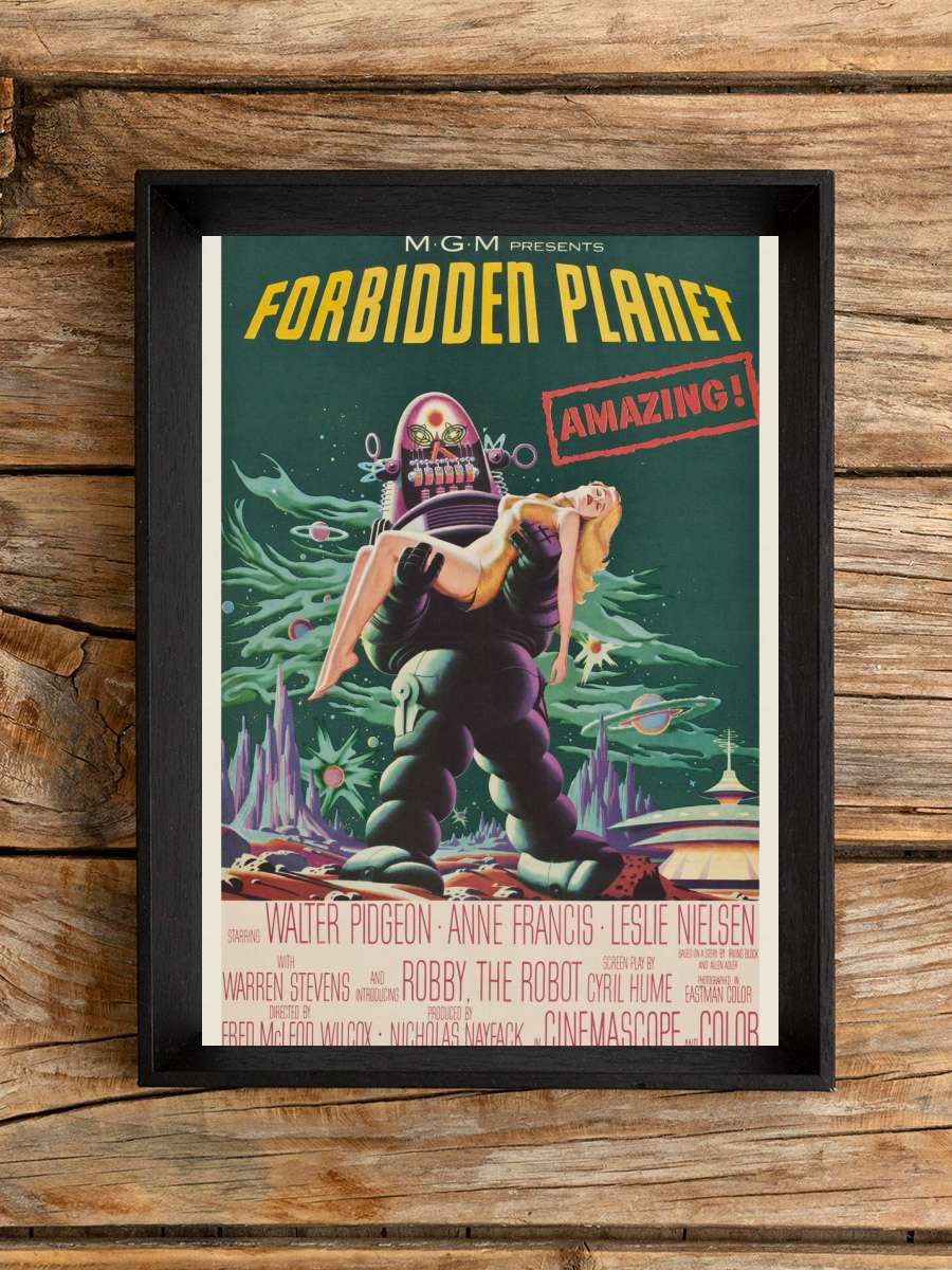 Forbidden Planet (Vintage… (Vintage Cinema / Retro Movie Theatre… Film Poster Tablo Siyah Çerçeveli Yüksek Kalite Film Duvar Tablo