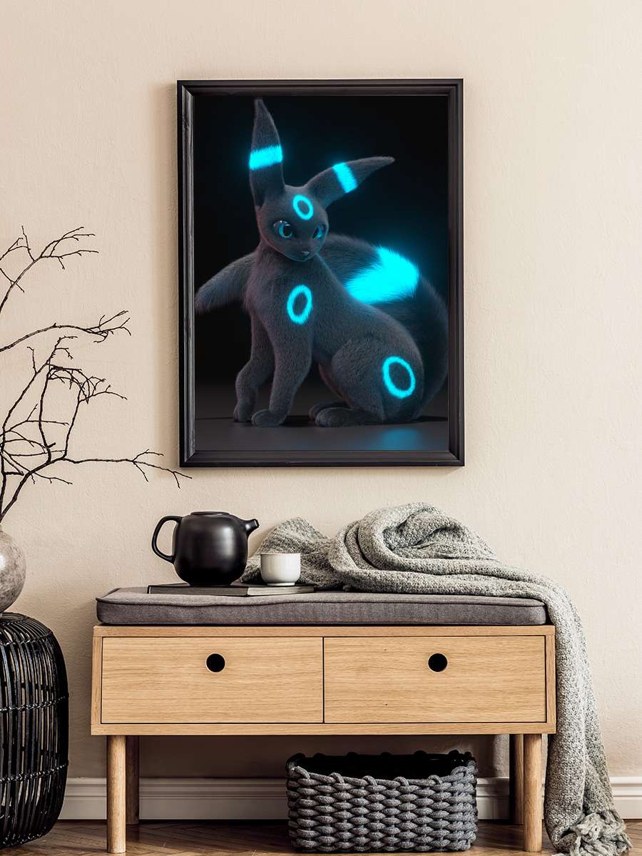 Elegant Umbreon - Shiny Film Poster Tablo Siyah Çerçeveli Yüksek Kalite Film Duvar Tablo