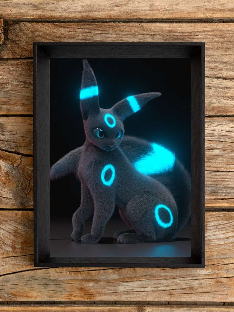 Elegant Umbreon - Shiny Film Poster Tablo Siyah Çerçeveli Yüksek Kalite Film Duvar Tablo
