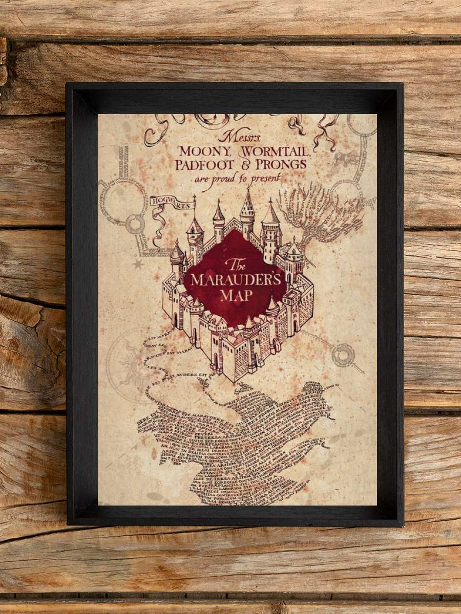 Harry Potter - Marauder's Map Film Poster Tablo Siyah Çerçeveli Yüksek Kalite Film Duvar Tablo