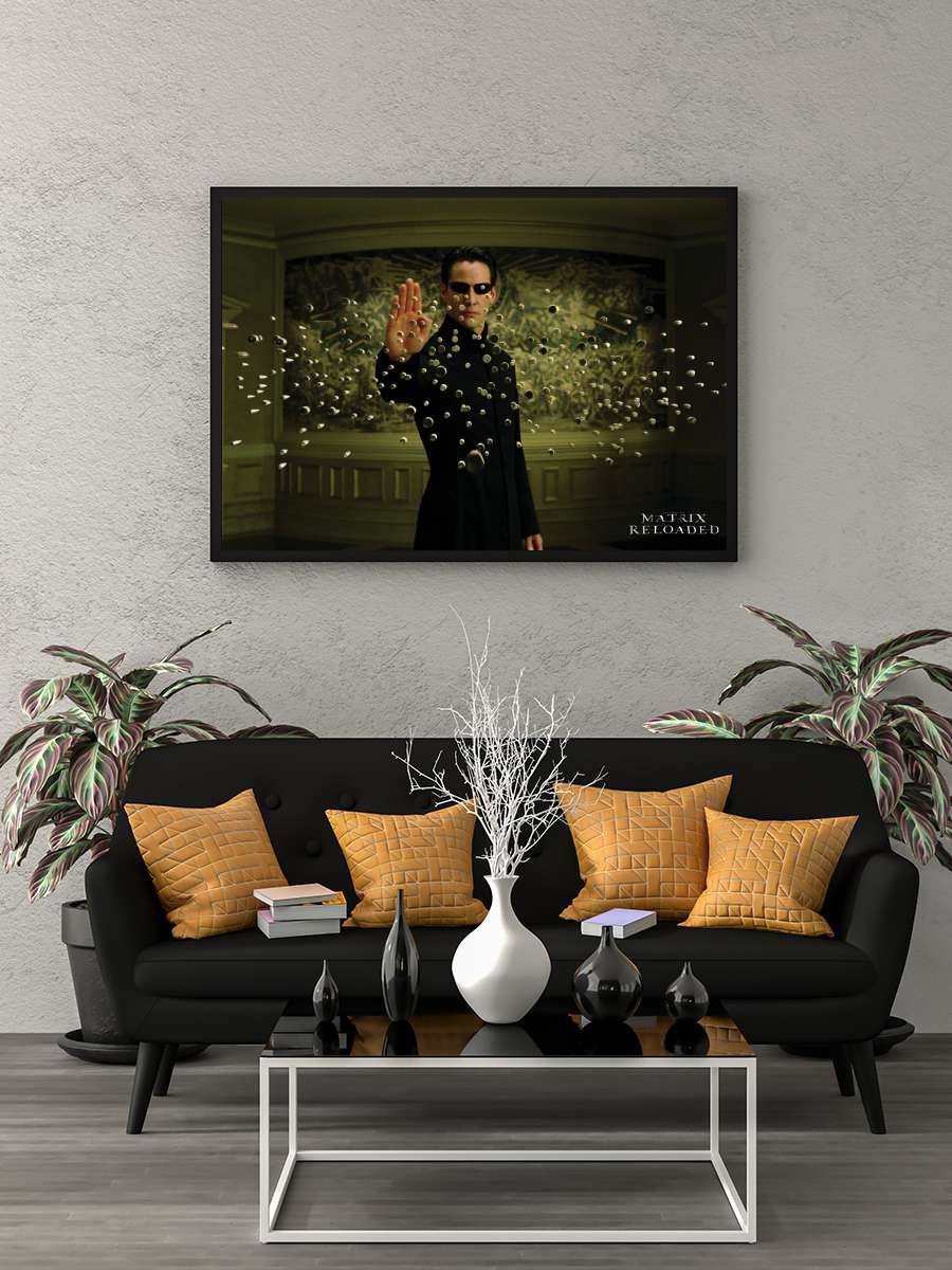 Matrix Reloaded - Bullets Film Poster Tablo Siyah Çerçeveli Yüksek Kalite Film Duvar Tablo