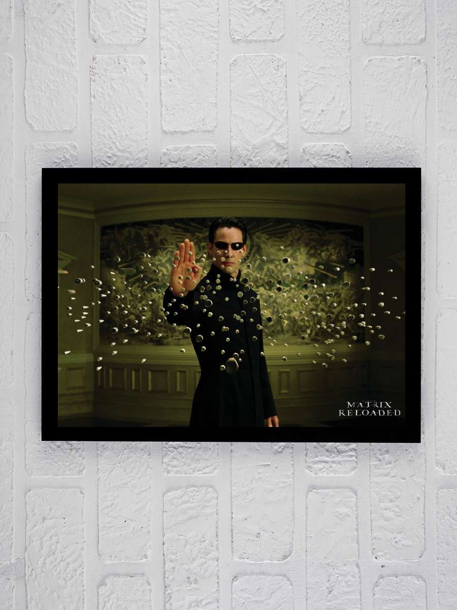 Matrix Reloaded - Bullets Film Poster Tablo Siyah Çerçeveli Yüksek Kalite Film Duvar Tablo